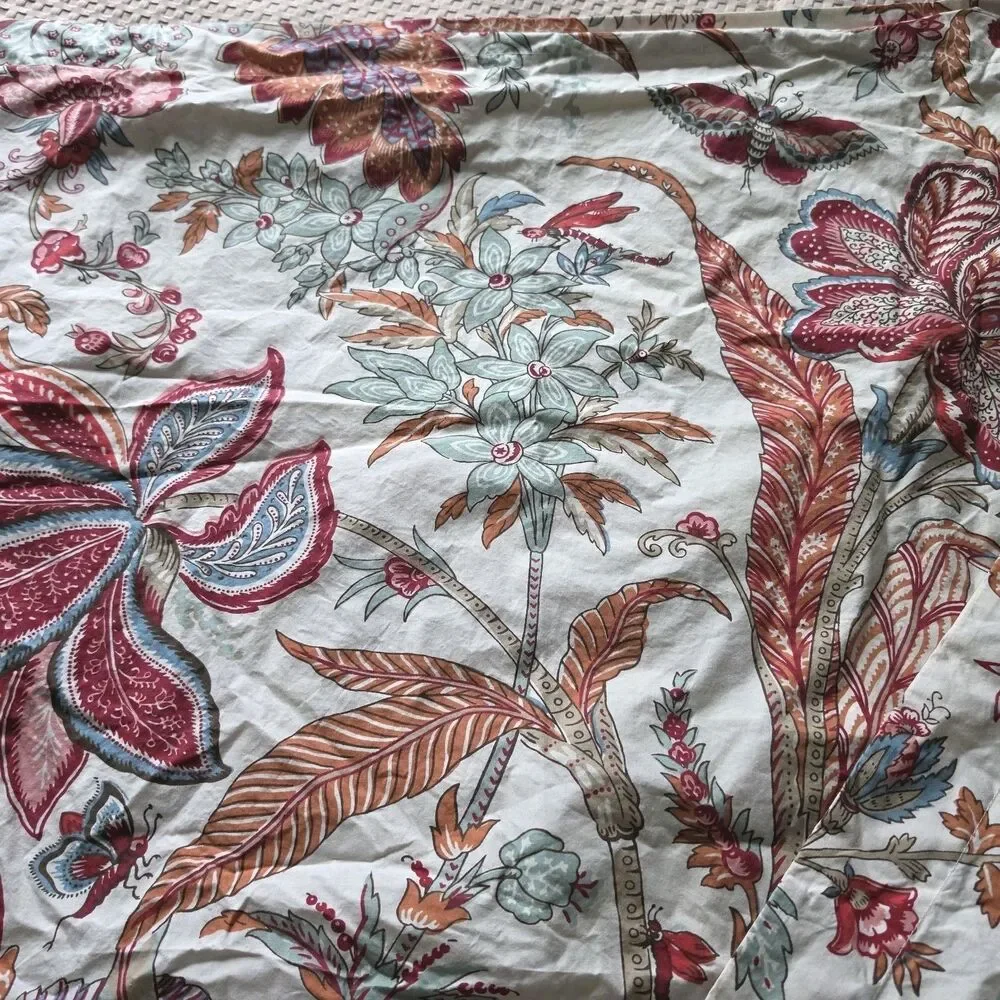 Pottery Barn Deidre Palampore Duvet Cover Red Queen 2 Standard Sham Floral Rare